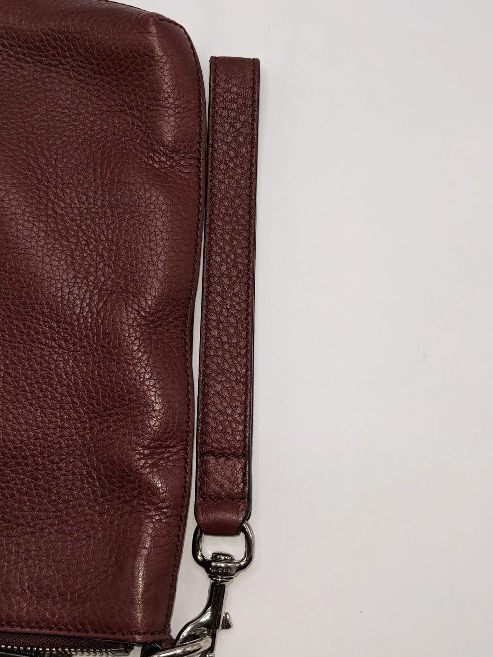 Gucci Soho Burgundy Leather Large Wristlet Clutch Pouch